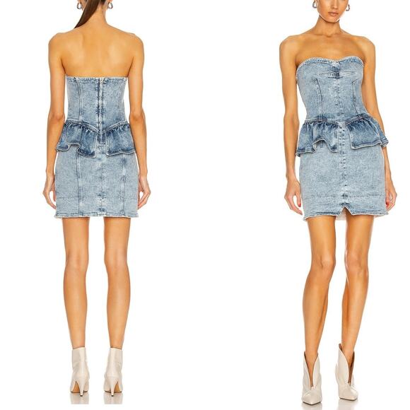 Isabel Marant Dolizi Strapless Denim Mini Dress Size 36 - Picture 9 of 9